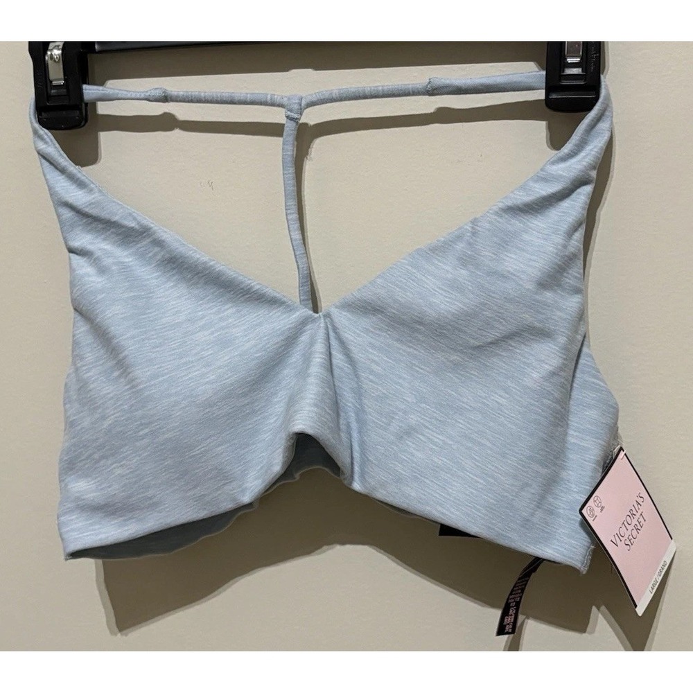 NWT Victoria’s Secret Minimum Support Sports Bra L Blue, Wicking 4-way Stretch